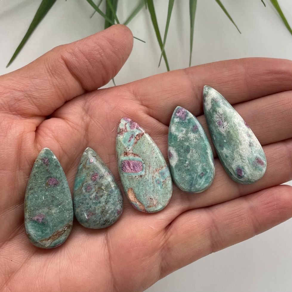 Ruby In Fuchsite Cabochon - Tear Drop - 1pc Ruby In Fuchsite Cabochon - Tear Drop - 1pc